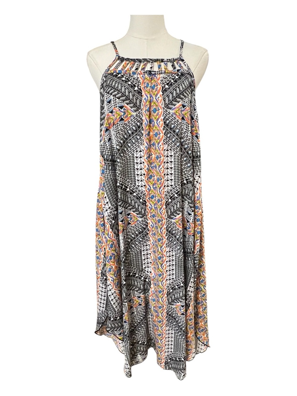 EUC Alya Boho Patchwork Halter Handkerchief Dress | Size S